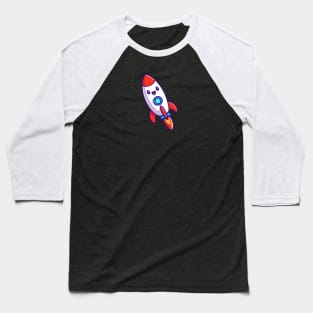 Cute Rocket Launching Cartoon Baseball T-Shirt